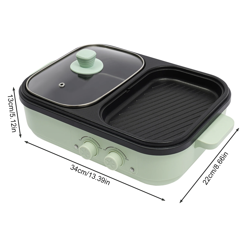 Cookware set-2-in-1 Hot Pot and Grill: Dual Heating Zones for Simultaneous Cooking, Perfect for Family and Friend Gatherings thumbnail 2