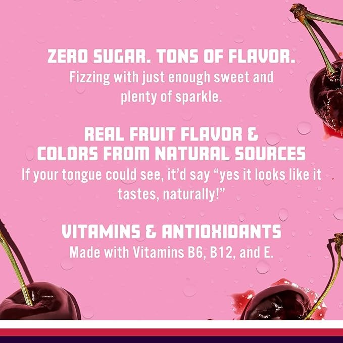 Sparkling Ice, Black Cherry Sparkling Water, Zero Sugar Flavored Water, with Vitamins and Antioxidants, Low Calorie Beverage, 17 fl oz Bottles (Pack of 12) thumbnail 6