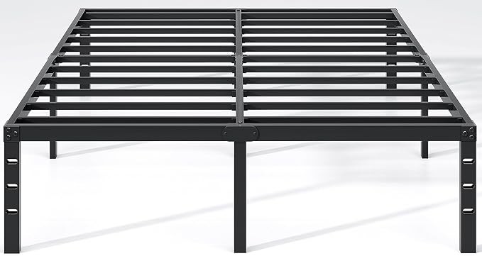 Metal Bed Frame,King Size Bed Frame with Storage Space,Heavy Duty Sturdy Mattress Foundation,Easy Assembly,No Box Spring Needed, Black,14 Inch,King