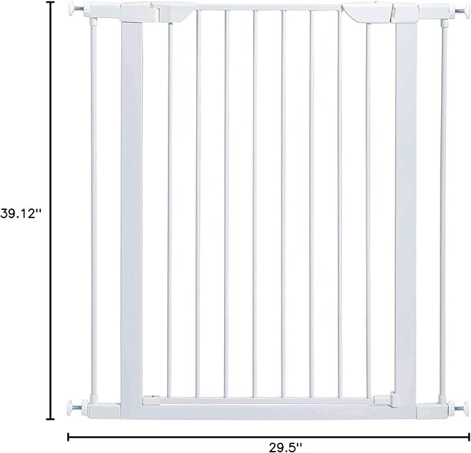 MidWest Homes for Pets 39 Inches Tall Walk-Through Steel Pet Gate, Pressure Mounted Dog Gate Measures 29-38 Inches Wide & Includes Two 3-Inch-Wide Extensions, White thumbnail 6