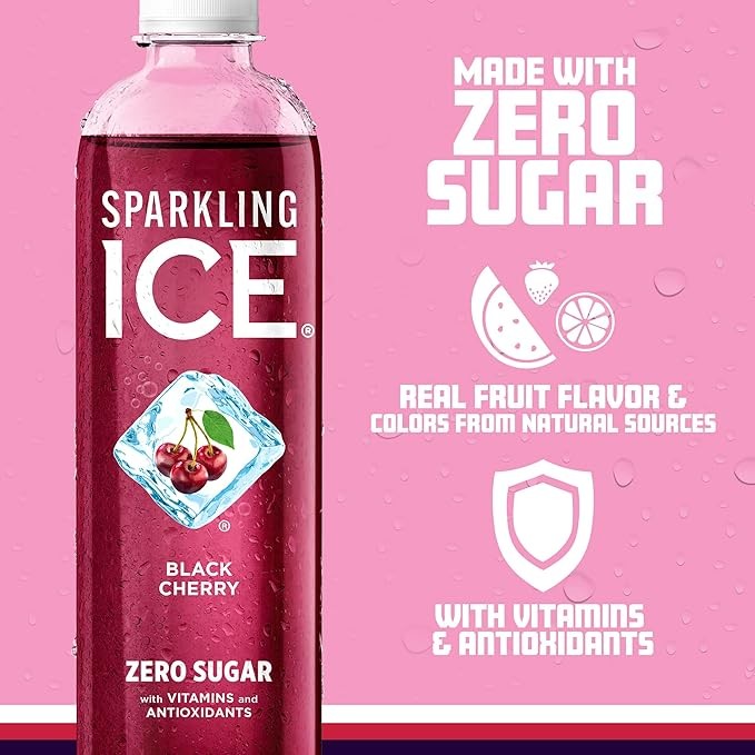 Sparkling Ice, Black Cherry Sparkling Water, Zero Sugar Flavored Water, with Vitamins and Antioxidants, Low Calorie Beverage, 17 fl oz Bottles (Pack of 12) thumbnail 3