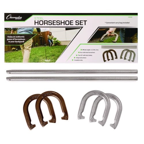 Champion Sports Steel Horseshoe Set, (4) Horseshoes/(2) 20" Stakes/Nylon Carry Bag (IHS20) thumbnail 6