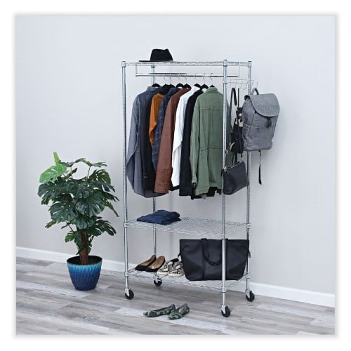 Alera Wire Shelving Garment Rack, 30 Garments, 36w x 18d x 75h, Silver (ALEGR363618SR) thumbnail 3