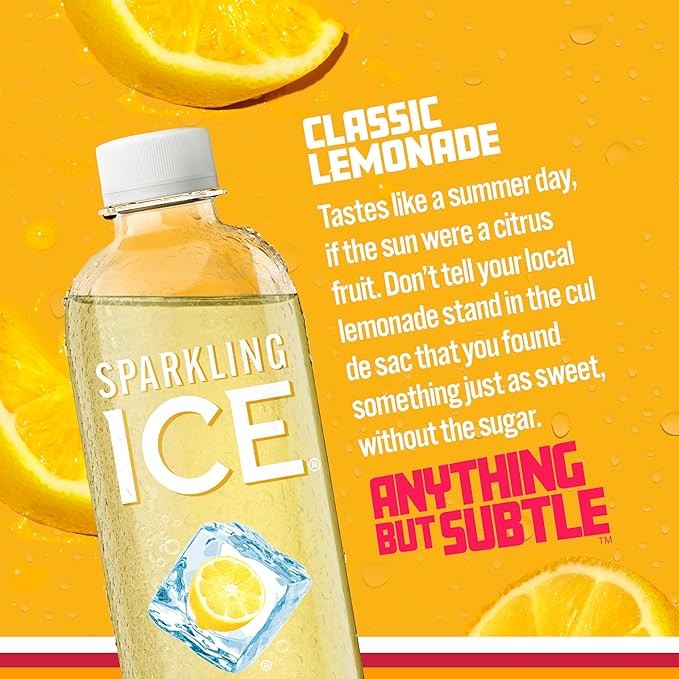 Sparkling Ice, Classic Lemonade Sparkling Water, Zero Sugar Flavored Water, with Vitamins and Antioxidants, Low Calorie Beverage, 17 oz Bottles (Pack of 12) thumbnail 3