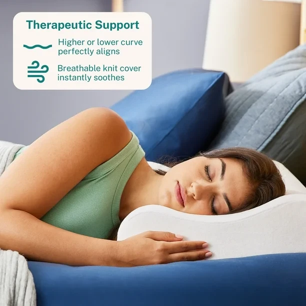 Sleep Innovations Contour Memory Foam Pillow, Standard Size, Cervical Support Pillow for Sleeping, 5-Year Warranty thumbnail 6