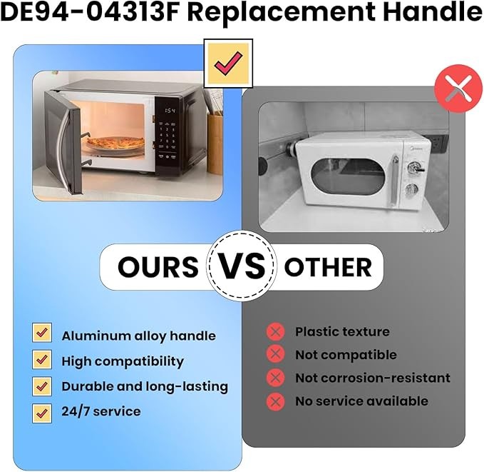 DE94-04313F Microwave Door Handle,ME16A4021AS Microwave Door Handle Fit for Samsung ME16A4021AS ME17R7011ES,Microwave Oven Door Handle Replacement with 2 Screws thumbnail 4