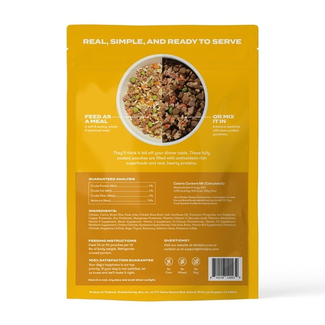 Jinx Homemades Chicken Recipe Wet Natural Dog Food, 9 oz. Pouch thumbnail 3