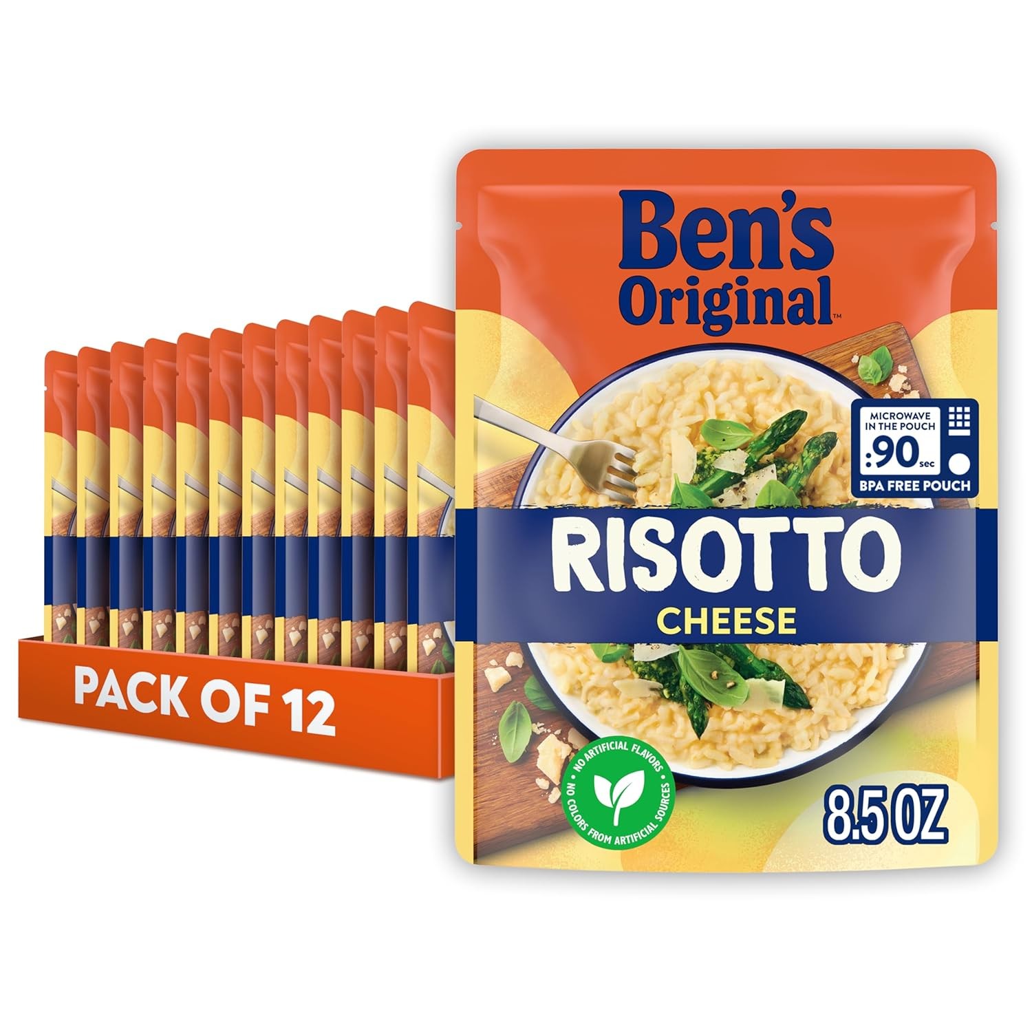 BEN'S ORIGINAL Risotto Cheese Flavored Rice, Easy Dinner Side, 8.5 oz Pouch (Pack of 12)