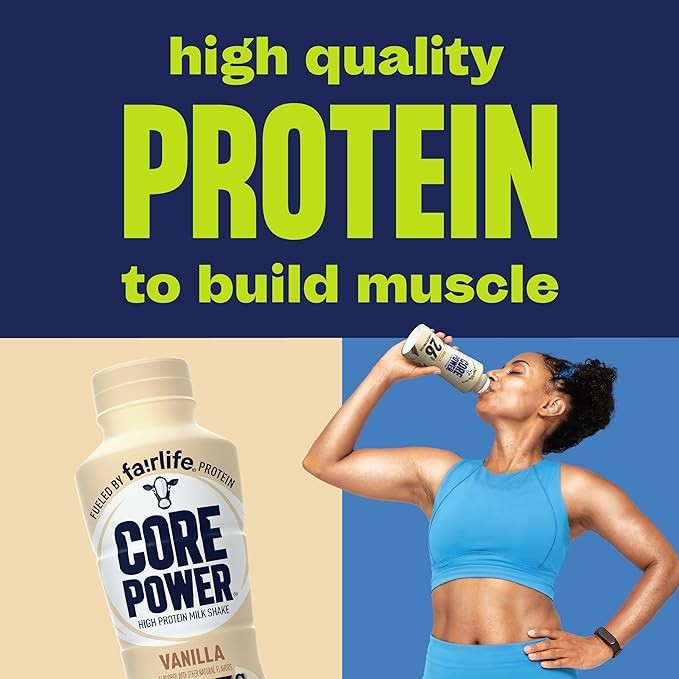 Core Power Protein Shake, Vanilla, 26g Bottle, 14oz, 12 Pack thumbnail 2