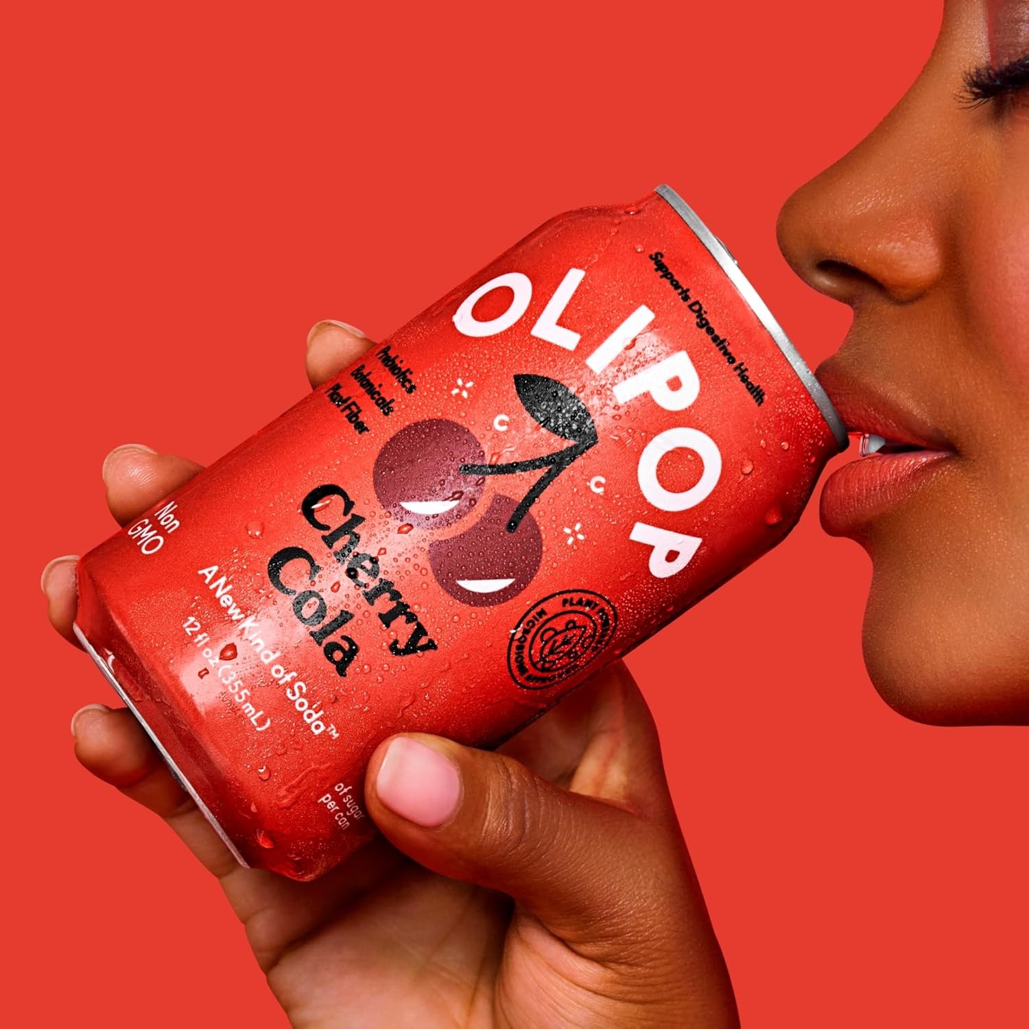 OLIPOP Prebiotic Soda Pop, Cherry Cola, A New Kind of Soda Packed with Prebiotics, Fiber, and Botanicals, Gluten Free, Vegan, GMO Free, 12oz (12-Cans) thumbnail 3