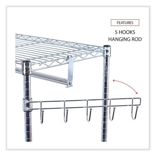 Alera Wire Shelving Garment Rack, 30 Garments, 36w x 18d x 75h, Silver (ALEGR363618SR) thumbnail 2