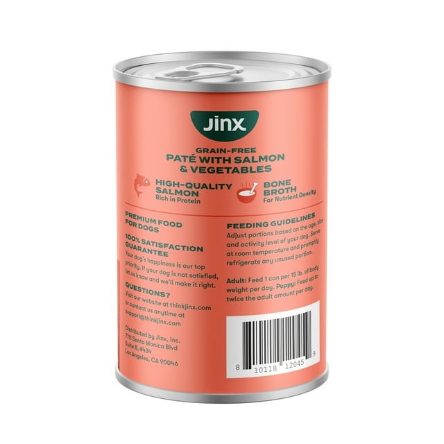 Jinx Pate with Salmon & Vegetables Natural Wet Dog Food, Grain Free, 13 0z. Can thumbnail 3