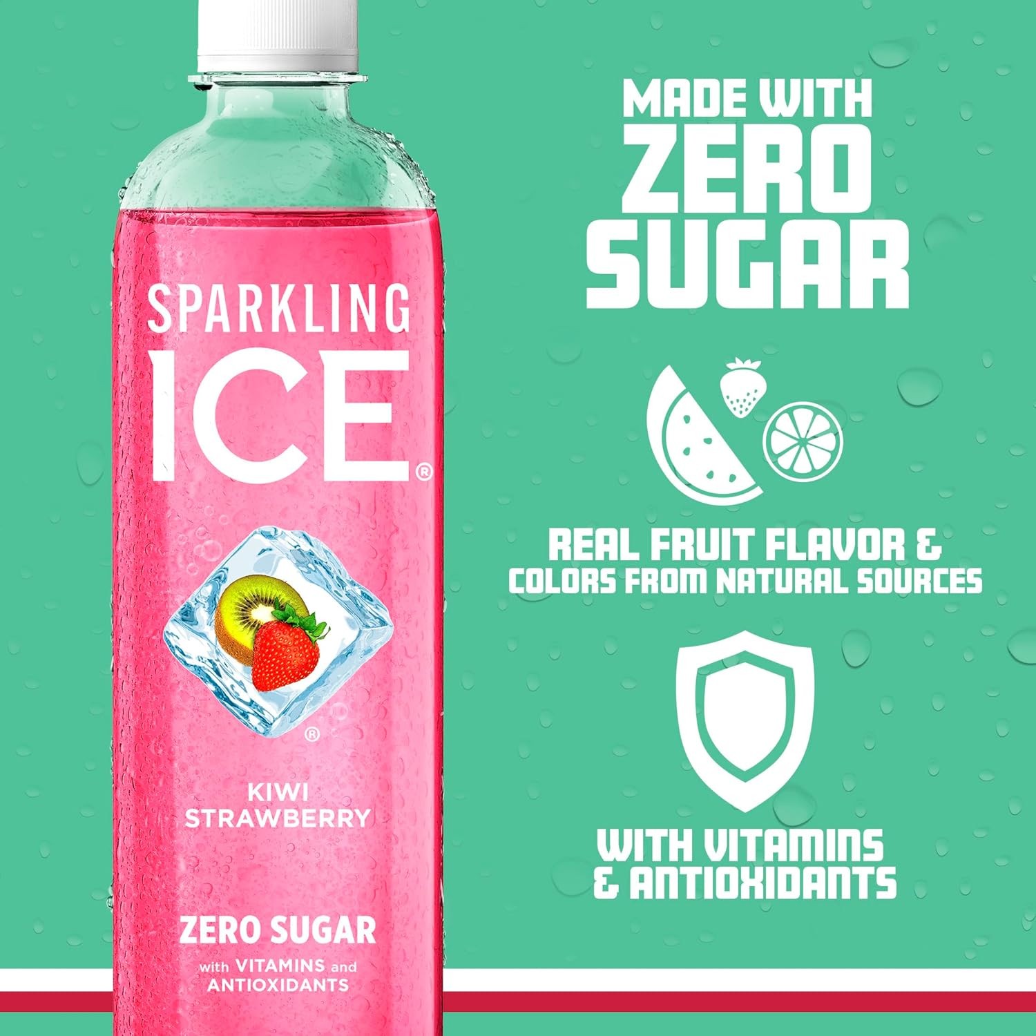 Sparkling Ice, Kiwi Strawberry Sparkling Water, Zero Sugar Flavored Water, with Antioxidants and Vitamins, Zero Sugar, 17 fl oz Bottles (Pack of 12) thumbnail 6