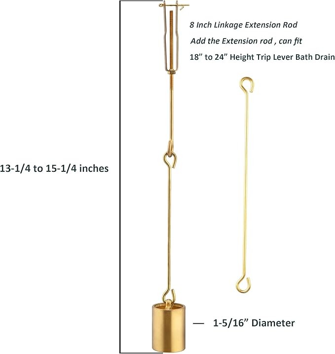 Tub Drain Linkage Assembly with Trip Lever and Strainer Done Cove, Fit for Trip Lever Bath Tub Waste and Overflow Drain by Artiwell thumbnail 6