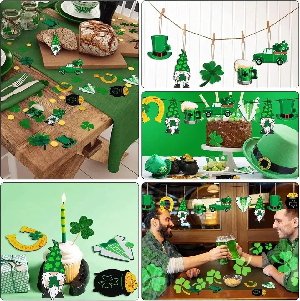 St. Patrick's Day Ornaments Wooden St. Patricks Day Decorations Lucky Hanging Or thumbnail 3