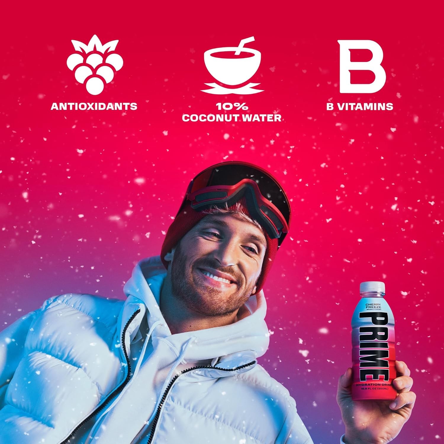 PRIME Hydration CHERRY FREEZE | Sports Drinks | Electrolyte Enhanced for Ultimate Hydration | 250mg BCAAs | B Vitamins | Antioxidants | 2g Of Sugar | 16.9 Fluid Ounce | 12 Pack thumbnail 5
