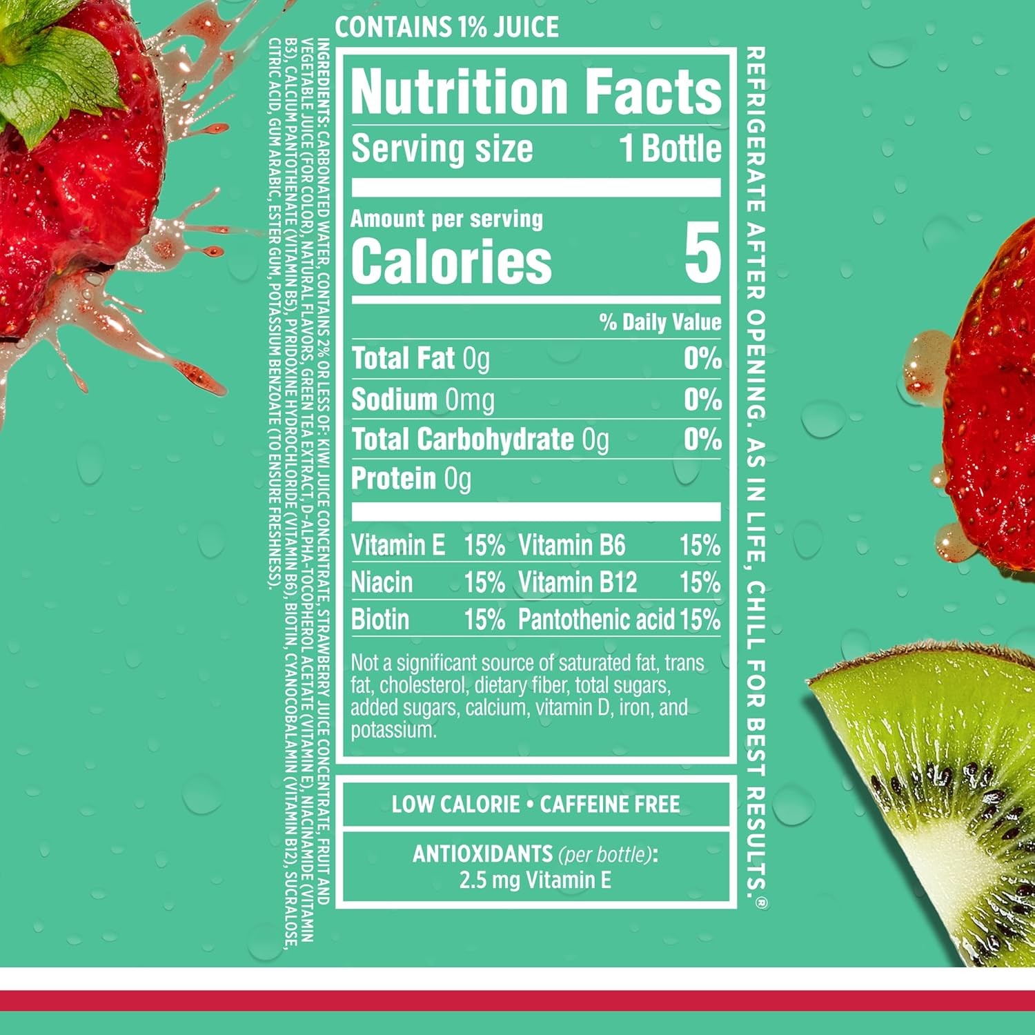 Sparkling Ice, Kiwi Strawberry Sparkling Water, Zero Sugar Flavored Water, with Antioxidants and Vitamins, Zero Sugar, 17 fl oz Bottles (Pack of 12) thumbnail 2