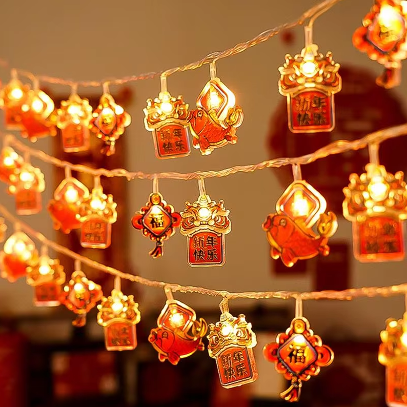 Spring Festival Lights Battery Operated Colored String Lights Holiday Home Decor Decorative New Year Dangling Ornaments For