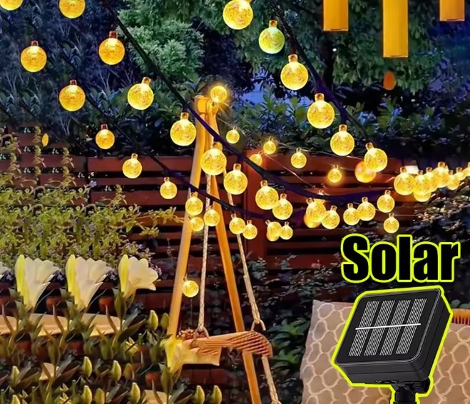 Solar String Lights Outdoor Bubble Ball Lighting String 8 Lighting Modes for Garden Wedding Birthday Holiday Theme Decoration 12M 100LEDS