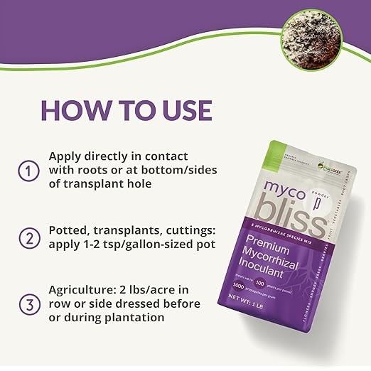 Myco Bliss Powder (1lb) - Mycorrhizal Fungi for Soil - 5 Strain Mycorrhizal Inoculant with 1000 Propagules Per Gram - Highly Concentrated Mycorrhizae for Plants, Potting Soil, & Garden Soil thumbnail 3