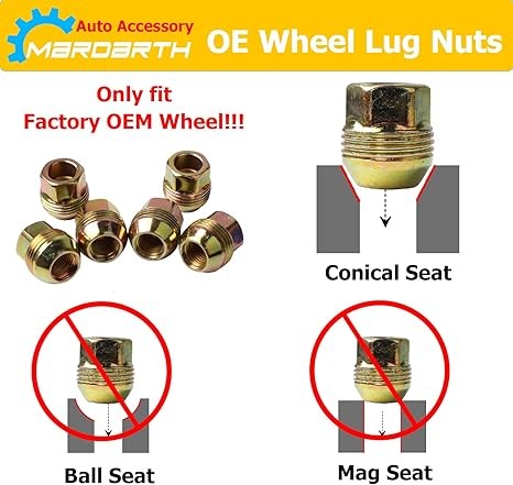 Set of 24, 14mmx1.5 OEM Factory Wheel Lug Nuts Replacement for Sliverado Sierra 1500 Yukon Avalanche Suburban Express 1500 C1500 K1500 Escalade Traverse Yukon M14x1.5 Studs 6 Lug Wheel thumbnail 4