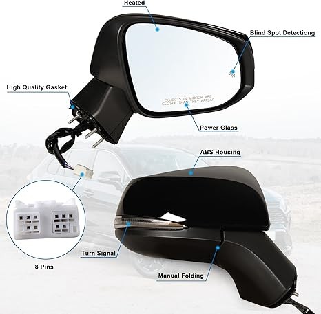 Right Passenger Side Mirror Fits 2019-2023 Toyota Rav4 with Power Heated Turn Signal and Blind Spot Match Midnight Black Metallic Replace 879100R271(8 Pins) thumbnail 4