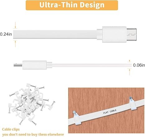 2 Pack 20FT Power Extension Cable Compatible with Wyze Cam V4,Wyze Cam v3,Wyze Cam Pan,WYZE Cam OG,NestCam Indoor,Blink,Amazon Cloud Camera,USB to Micro USB Durable Charging and Data Sync Cord(White) thumbnail 8