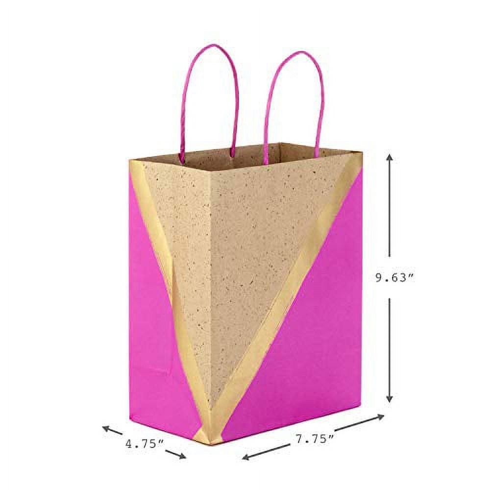 Hallmark 9" Medium Paper Gift Bags - Pink and Kraft (Pack of 8 for Birthdays, Weddings, Mother's Day, Baby Showers, Bridal Showers and More)