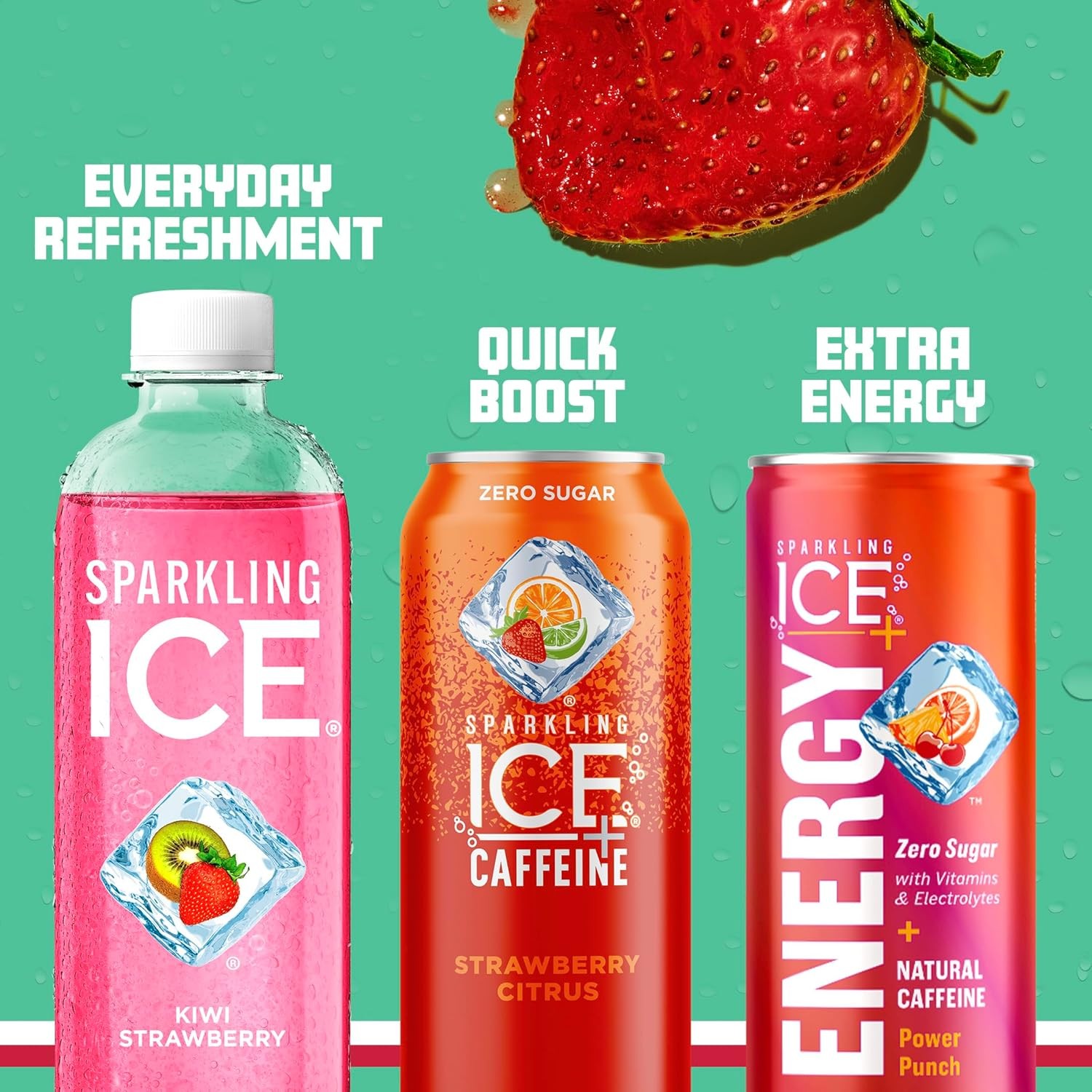 Sparkling Ice, Kiwi Strawberry Sparkling Water, Zero Sugar Flavored Water, with Antioxidants and Vitamins, Zero Sugar, 17 fl oz Bottles (Pack of 12) thumbnail 3