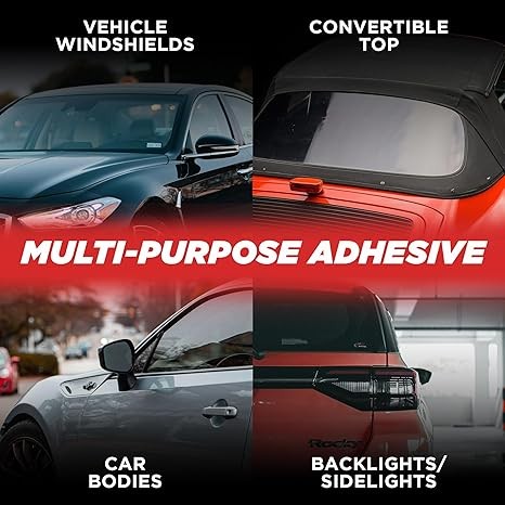 Polyurethane Windshield Adhesive - Quick Curing & Weather Resistant Auto Glass Adhesive, Vertical & Overhead Application, Windshield Repair Kit with Gloves, Applicator Tip & Cartridge - 310ml Black thumbnail 4