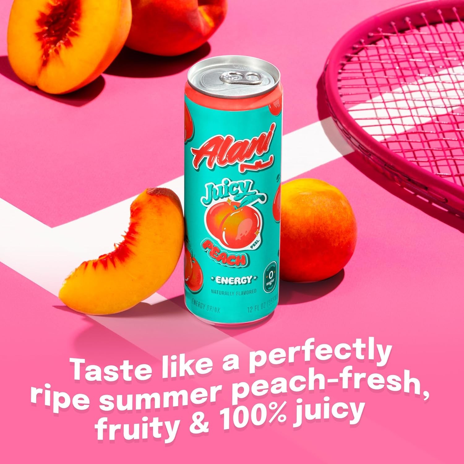 Alani Nu JUICY PEACH Sugar Free, Low Calorie Energy Drinks | 200mg Caffeine | Biotin B Vitamins | Zero Sugar | 10 Calories | 12 Fl Oz Cans | 12 Pack thumbnail 4