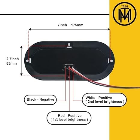 TMH 6" Oval Smoked Lens/Red LED Trailer Tail Light Surface Mount 10 LED Waterproof Stop Brake Turn Trailer Lights for Truck RV Bus Lorry Low-High Brightness 12V DC, 2PCS thumbnail 6
