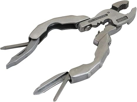 SWISS+TECH ST50016 Polished Stainless Steel 9-in-1 Micro Pocket Multitool with Screwdrivers, Pliers (Single Pack)