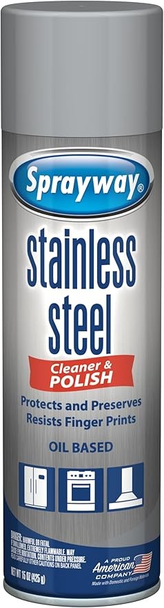Sprayway SW841 Stainless Steel Cleaner and Polish, Protects and Preserves, Resists Streaks and Finger prints, 15 Oz