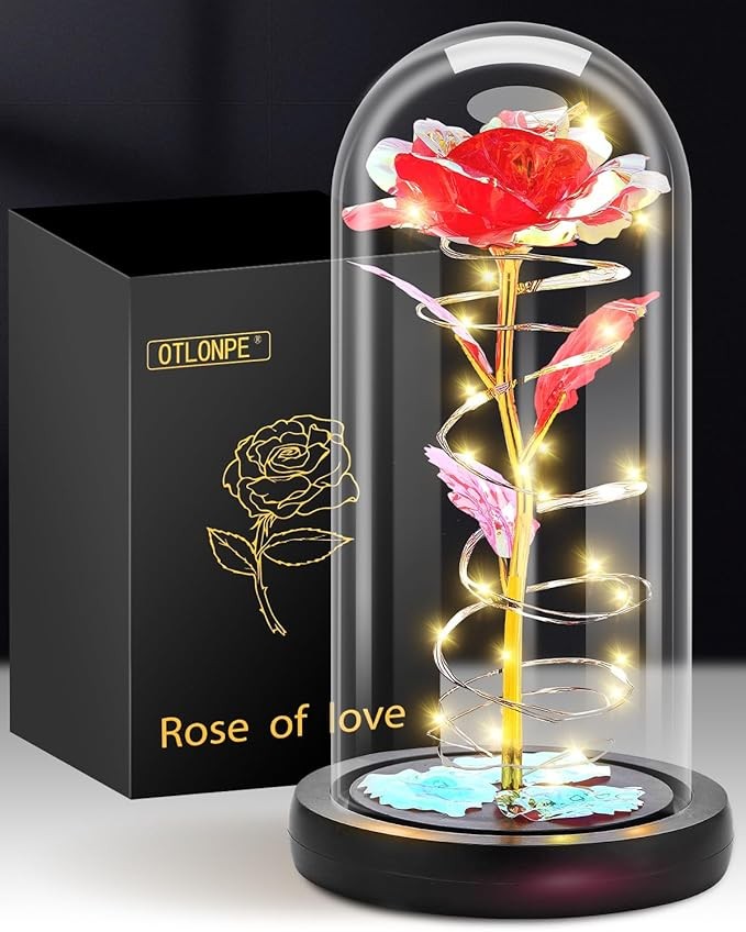 Otlonpe Rose Flower Valentines Day Gifts for Her, Birthday Gifts for Women Mom Wife Girlfriend, Handmade Glass Roses Flowers Womens Gifts for Valentine's Day, Anniversary, Womens Day, Mothers Day thumbnail 6
