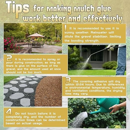 Mulch Strong Glue 64 oz, Concentrate Gravel Glue, for Rocks, Landscaping Pea, Bark, Leaf, Stones & Rubber, Locking Most Mulches thumbnail 5