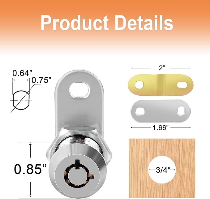 Cam Lock RV Locks for Storage Door 1inch RV Compartment 4PCS Keyed Alike,Trailer Replacement Set with Keys, Chrome Finish (4, 1 Inch) thumbnail 7