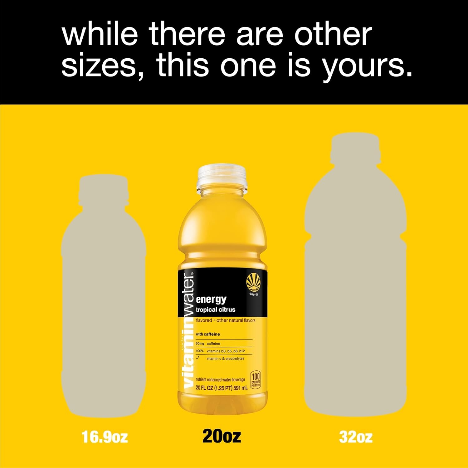 vitaminwater energy electrolyte enhanced water w/vitamins, tropical citrus drinks, 20 fl oz, 12 Pack thumbnail 5