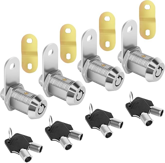 Cam Lock RV Locks for Storage Door 1inch RV Compartment 4PCS Keyed Alike,Trailer Replacement Set with Keys, Chrome Finish (4, 1 Inch)