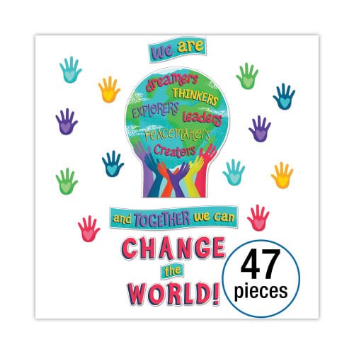 Carson-Dellosa Motivational Bulletin Board Sets, 47-Piece Set, One World, 24.7" x 20", Multicolor (110488) thumbnail 2