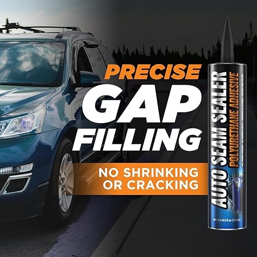 Professional Automotive Seam Sealer, Paintable Quick-Set Polyurethane Auto Body Seam Sealer for Metal Surfaces of Cars, Trucks, Etc, Includes Gloves & Tip - White RV Roof Sealant thumbnail 3