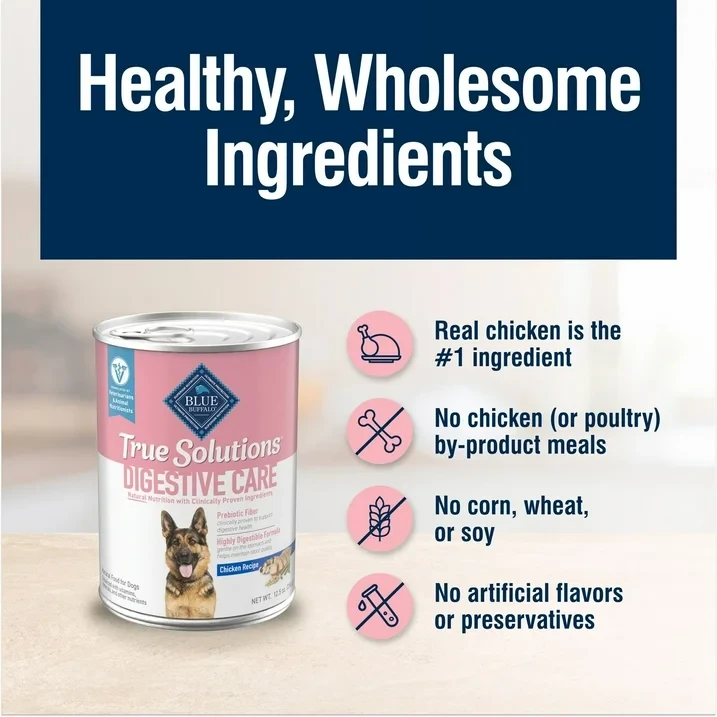 Blue Buffalo True Solutions Digestive Care Wet Dog Food, 12.5-oz. Can thumbnail 5