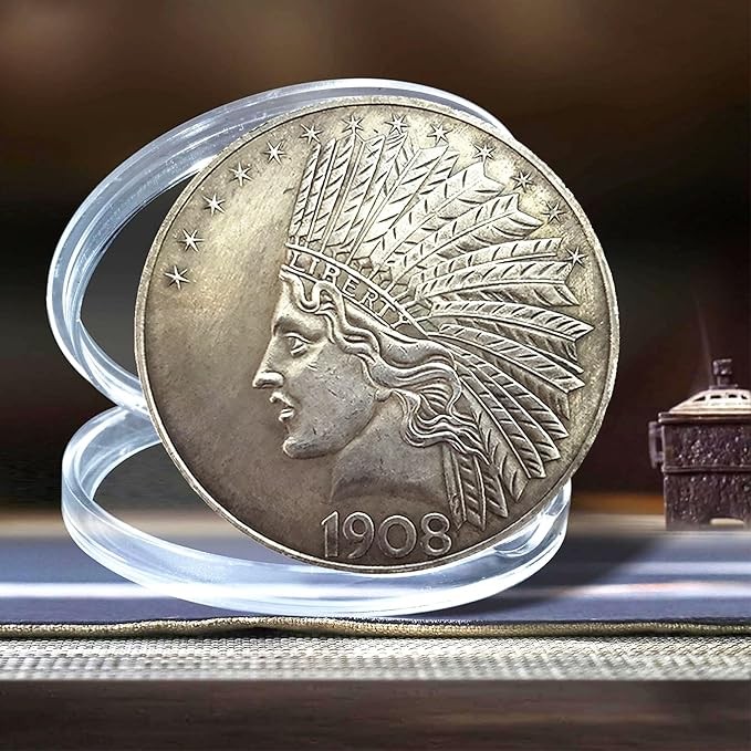 Antique Liberty Indian Head $10 Dollar Coin, Uncirculated Morgan Silver Dollar, Historical Shangui Ritual Coin, Rare Old Coins for Collectors & American Coin Collection(1908 1PCS) thumbnail 3