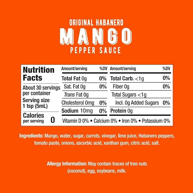 Melindaâ€™s Mango Habanero Hot Sauce - Sweet & Mild Mango Habanero Sauce Made with Real Mango, Fresh Peppers, Vinegar, Carrot & Lime - 10oz Squeeze, 1 Pack thumbnail 5