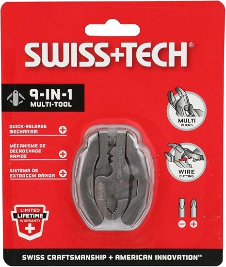 SWISS+TECH ST50016 Polished Stainless Steel 9-in-1 Micro Pocket Multitool with Screwdrivers, Pliers (Single Pack) thumbnail 2