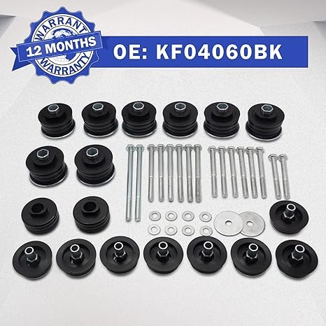 Black Super Duty Body Mount Bushing Kit for 2008-2016 Ford F250 F350 2WD 4WD Polyurethane Body Cab Mounts & Steel Sleeves & Hardware KF04060BK thumbnail 7