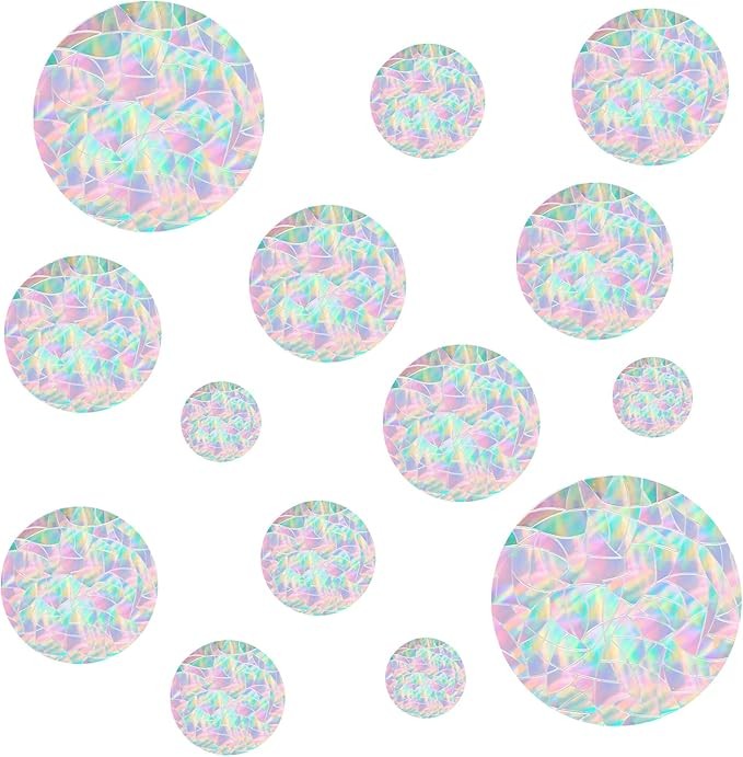 52PCS Anti-Collision Window Stickers for Birds, Window Strike Prevention Stickers Rainbow Alert Decals Clings to Prevent Bird Strikes, Prism for Sticker to Protect Birds Against Glass