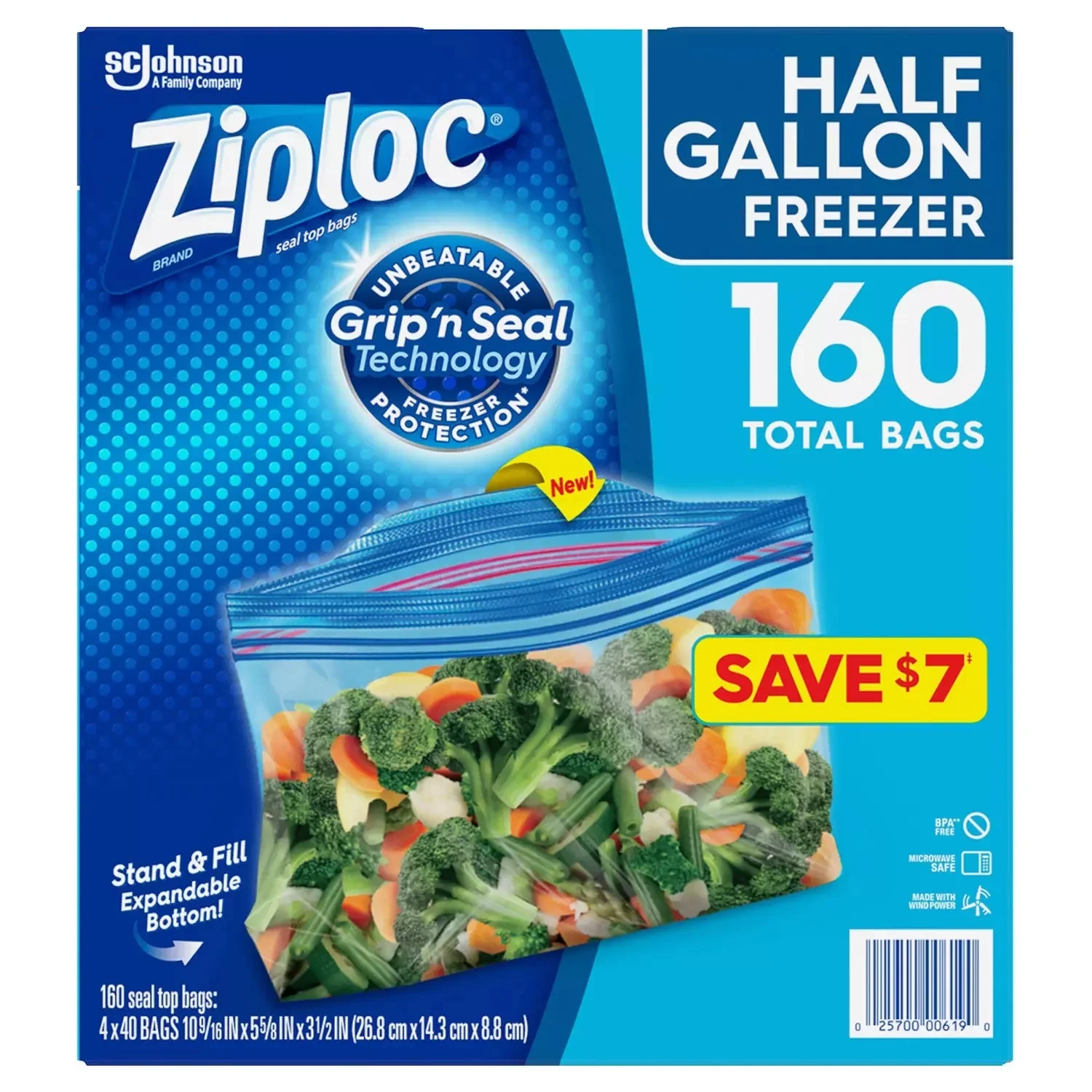 Ziploc Half Gallon Freezer Bags, 160 ct. thumbnail 3