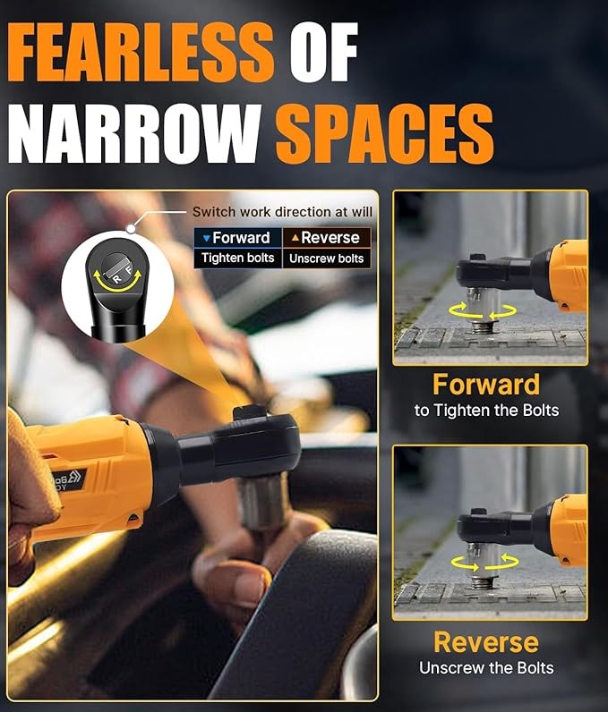 3/8'' Cordless Ratchet Wrench Set for Dewalt 20V Battery, 60 Ft-lbs 400 RPM Variable Speed Trigger Electric Power Ratchet Wrench Replace for DCF513B Tool Kit (Tool Only) thumbnail 4