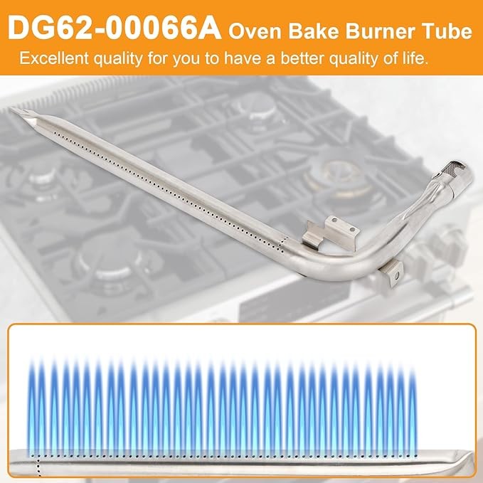 Upgraded DG62-00066A Burner Tube Compatible with samsung Oven Parts, Stainless Steel DG62-00066A Oven Bake Burner Tube 15.9",NX58H5600SS/AA Stove Parts Range Tube Oven Burner thumbnail 5